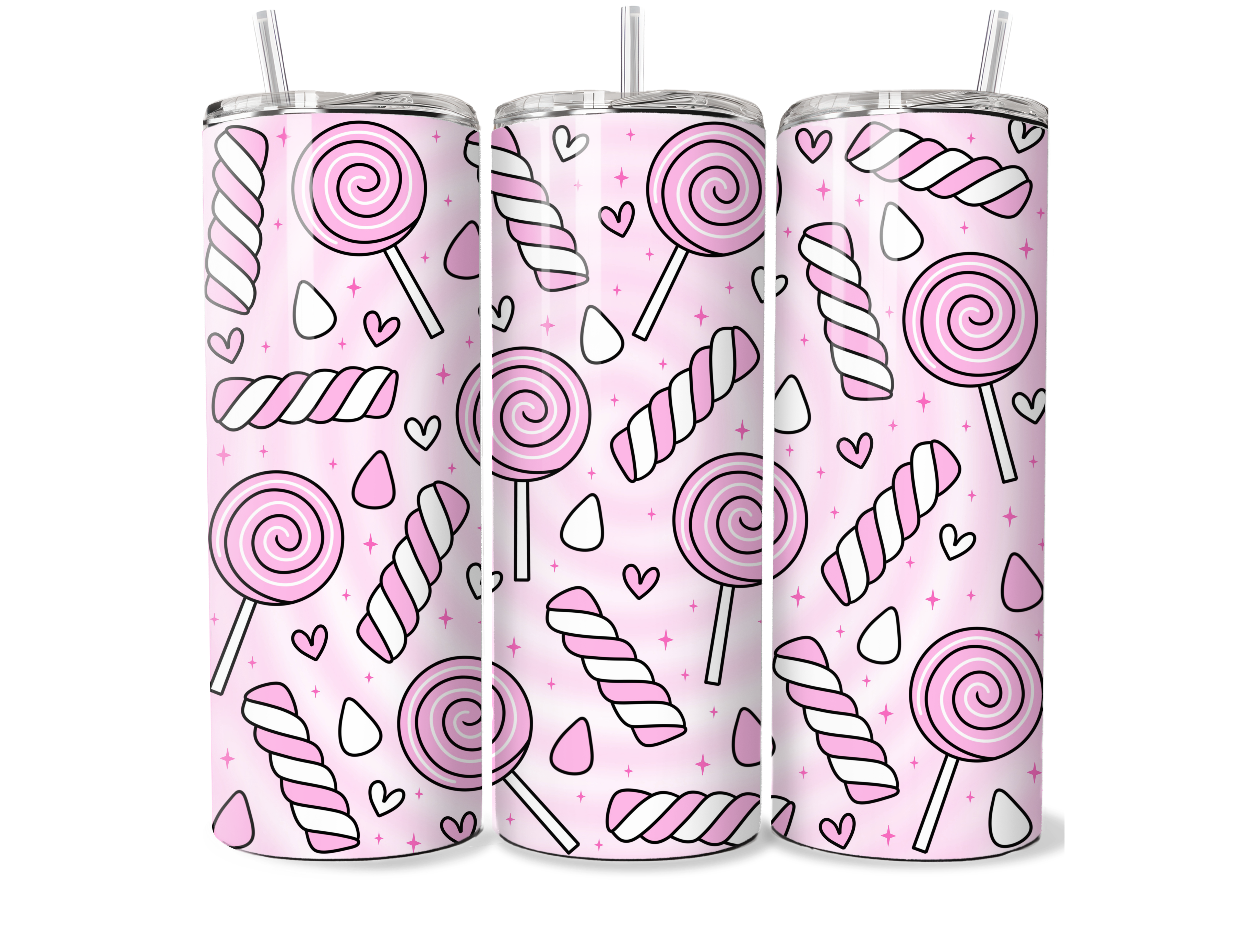 Pink Candy & Lollipop 20oz Skinny Tumbler