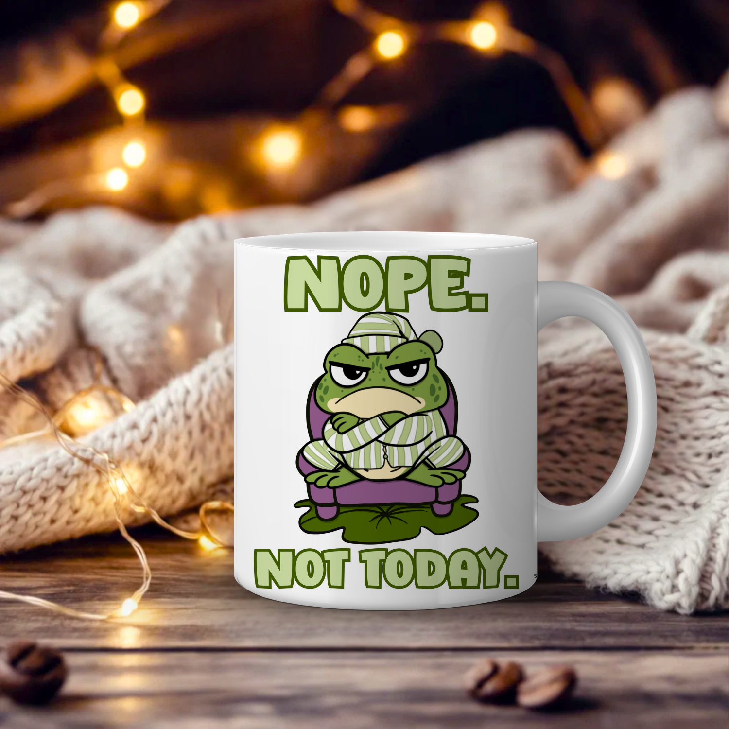 Nope. Not Today. Grumpy Frog Mug | Funny Introvert Gift