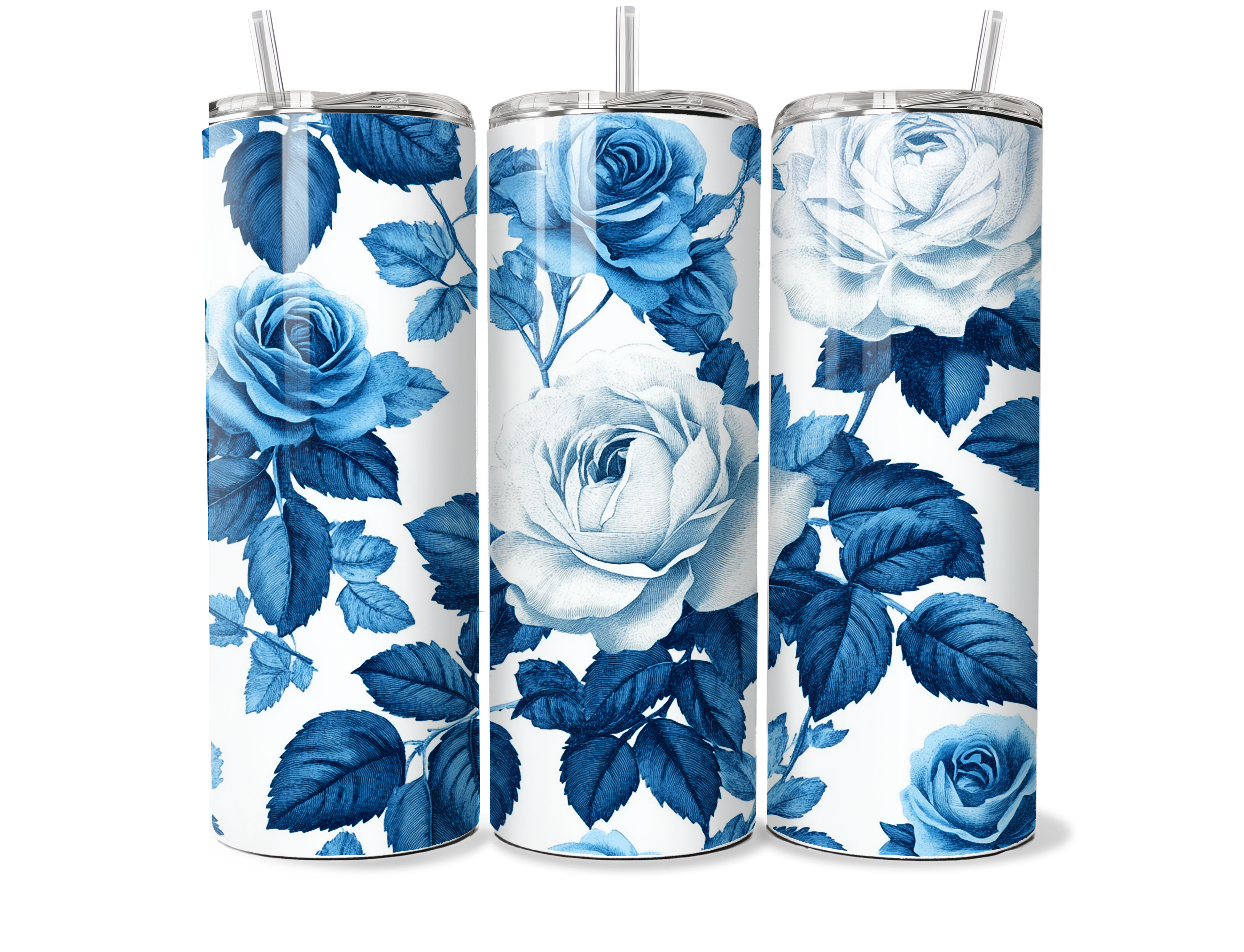 Blue Botanical Rose 20oz Tumbler