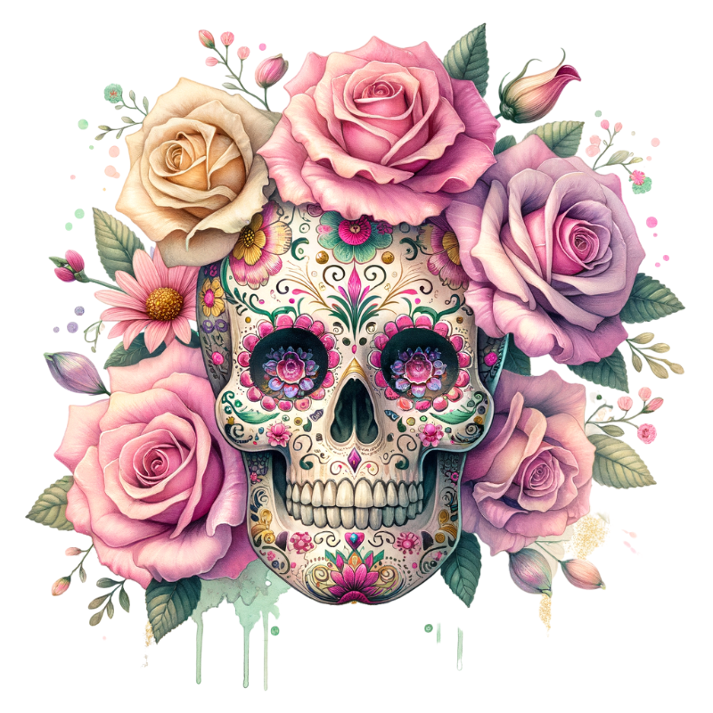 Floral Sugar Skull Ceramic Mug