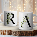 Botanical Letter Mug - Personalised Initial Mug