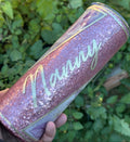 Personalised Floral Glitter Tumbler with Name