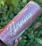 Personalised Floral Glitter Tumbler with Name